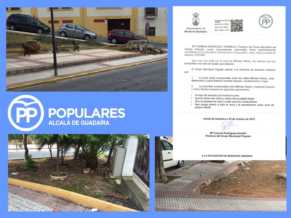 Presentado escrito de arreglo para zona verde comprendida entre Mendez Nuñez, Juan Mandonado y Jaime Balmes