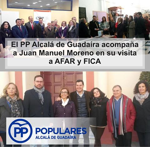 Juanma Moreno en Alcalá visita AFAR y FICA para conocer apoyar sus iniciativas